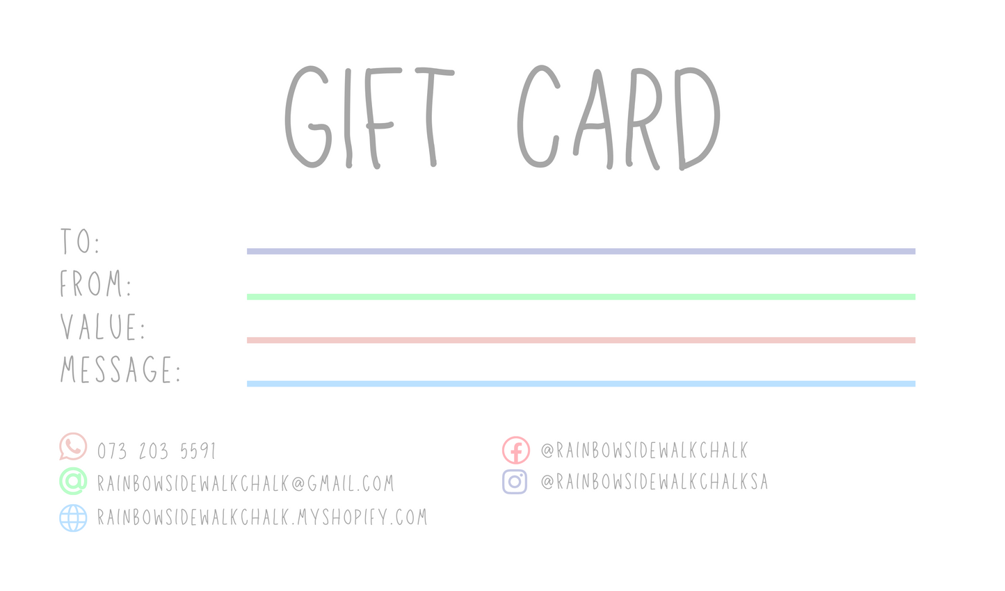 Rainbow Sidewalk Chalk Gift Card